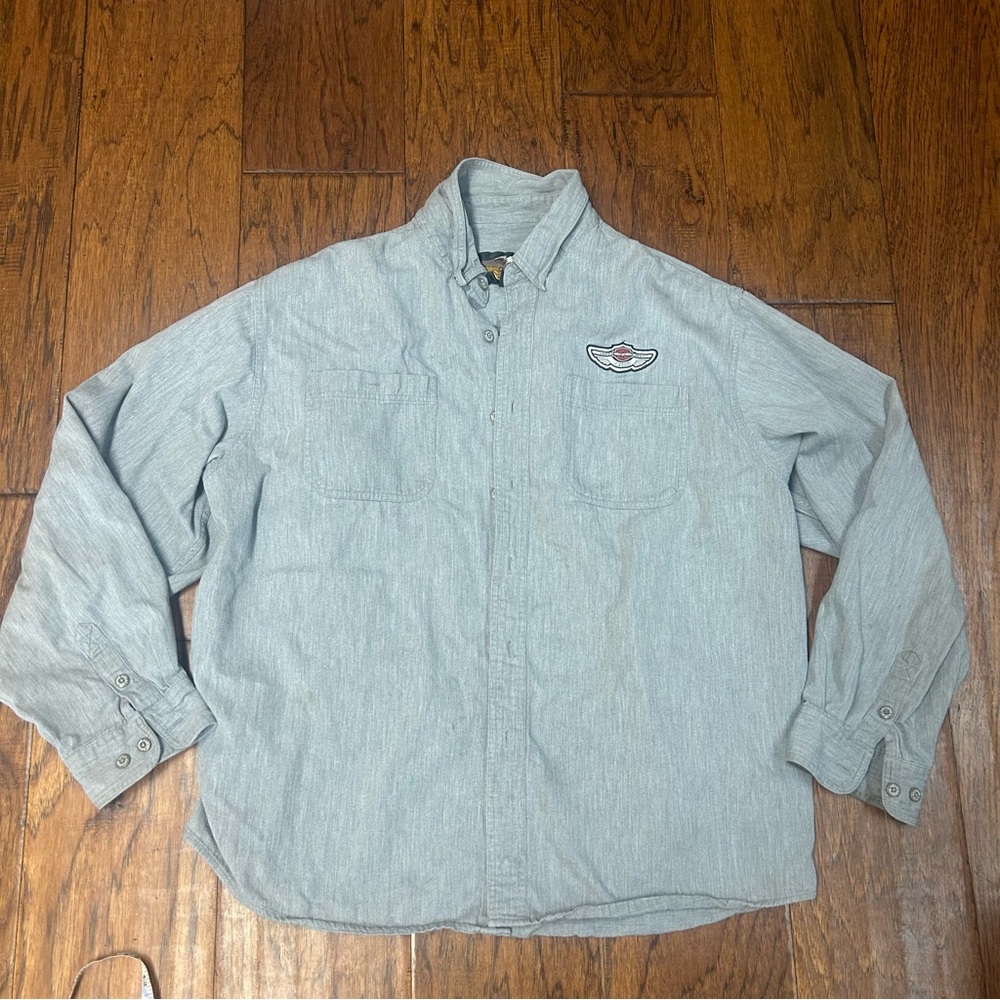 Harley-Davidson Gray‎ button down Shirt shaket with Embroidered Logo